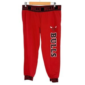 NBA Chicago Bulls Red Joggers Sweatpants Mens Medium Graphic Logo Basketball 90s